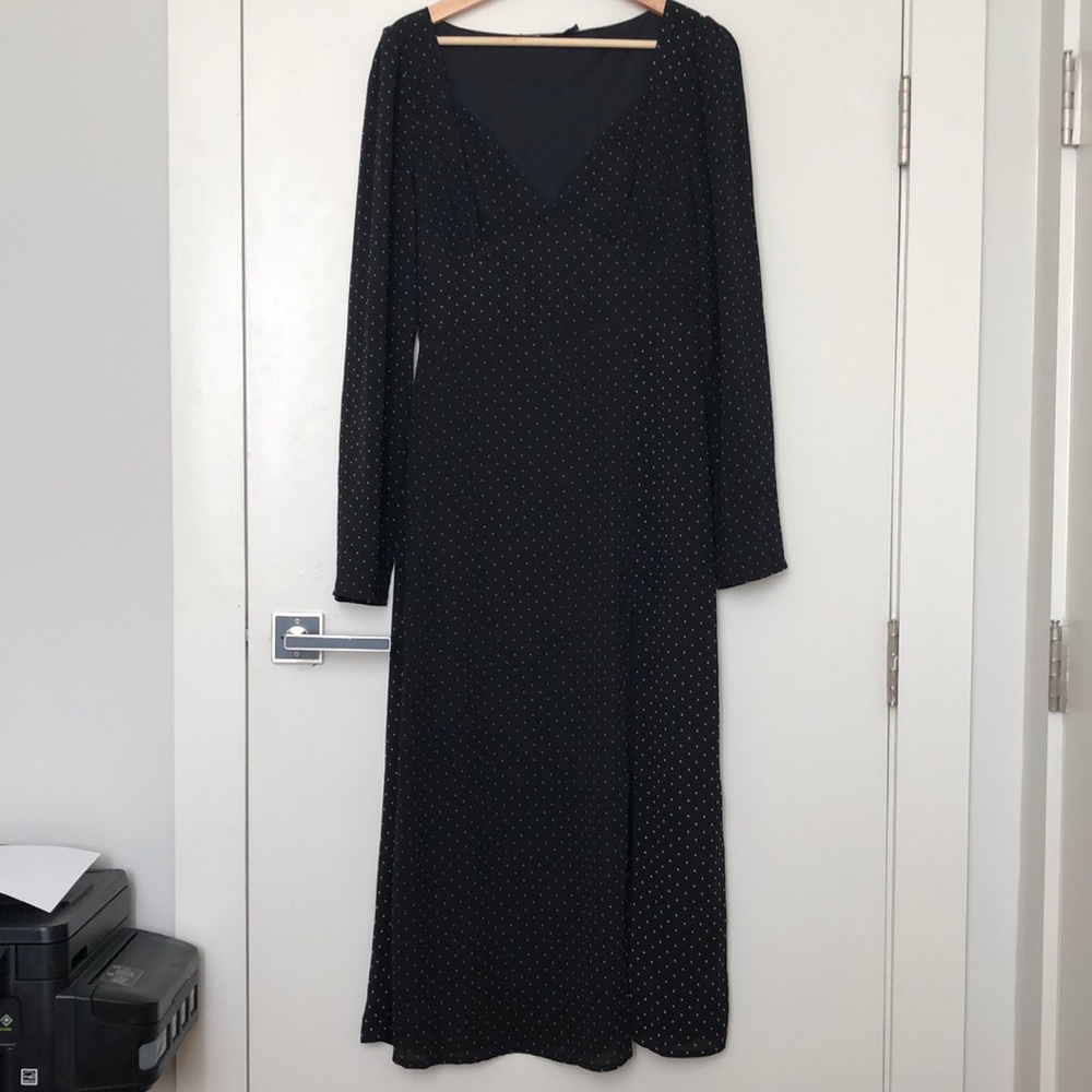 Fashion Union long sleeve polka dot midi dress with slit
